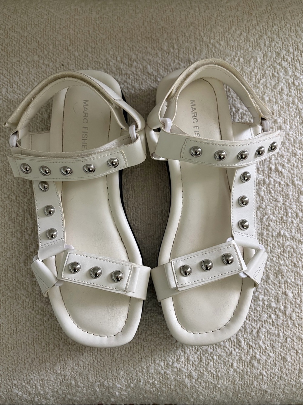 Marc Fisher Kizzy White Studded Platform Sandals Size 8M